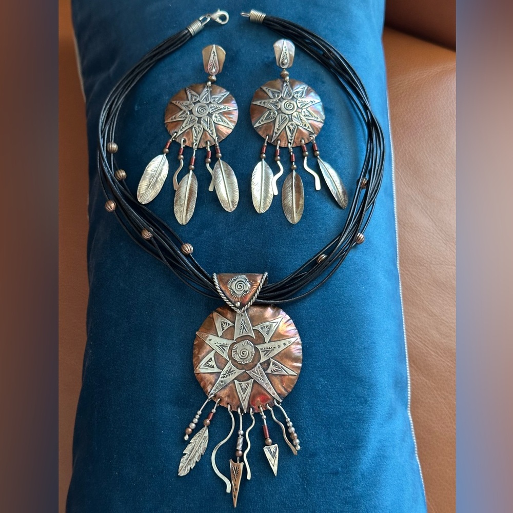 Earrings and Nicklace Jewelry Set -“Princess Warrior “ /Boho, Western, Native .